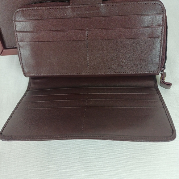 Vintage Etienne Aigner Ladies Wallet Gift Set Check Book Key Fob Brown NIB - Picture 3 of 7